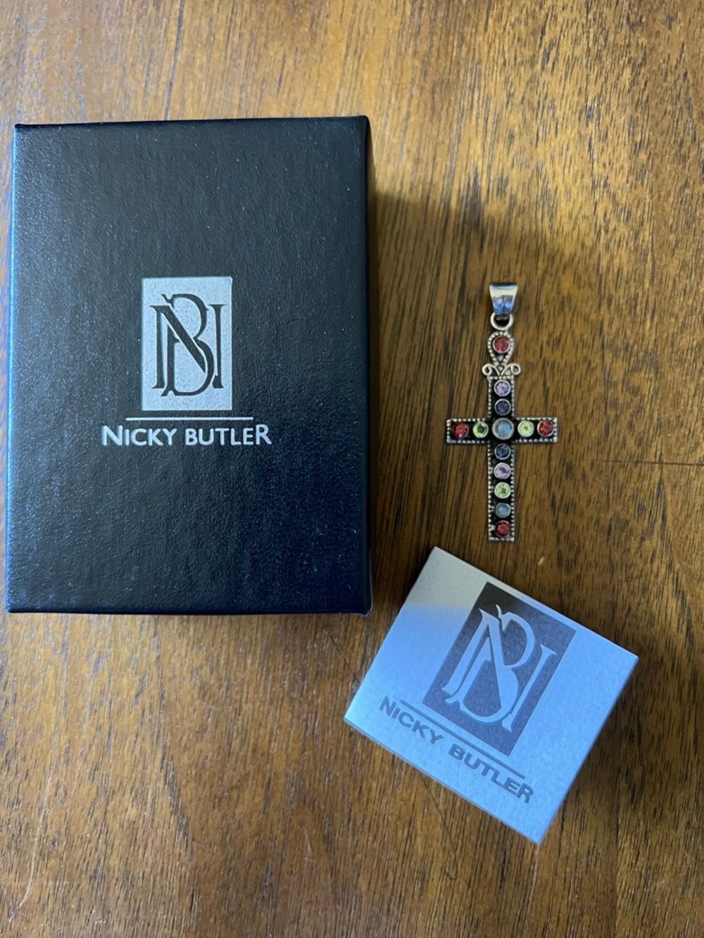 Nicky Butler Sterling Silver Cross Multi Gemstone Pendant